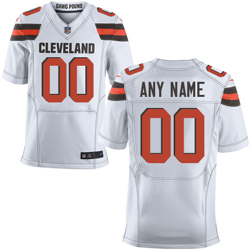 Men's Elite Nike Jersey White Road - Customized NFL Cleveland Browns